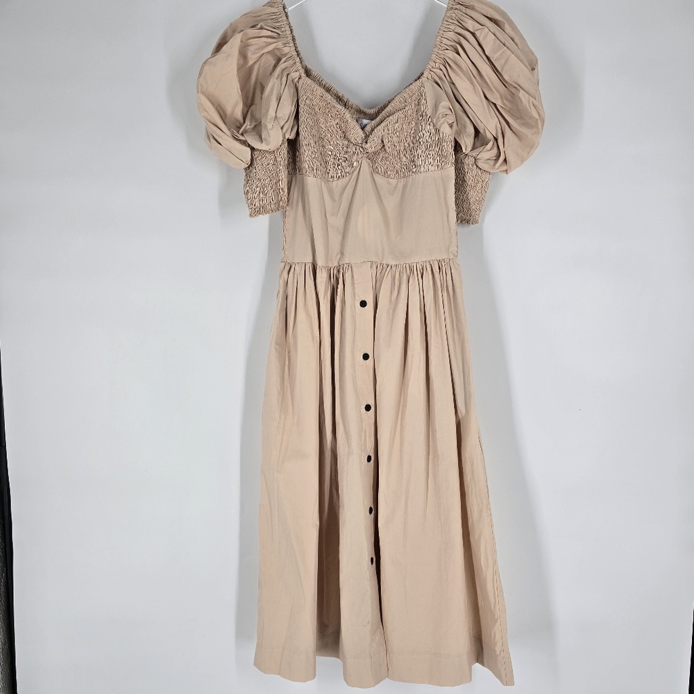 S/W/F Puff Sleeve Sweetheart Dress Travertine XS NEW - Picture 2 of 8